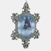 Weihnachtsbäume und Schneeflocken Blue ID863 Schneeflocken Zinn-Ornament (Links)