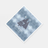 Weihnachtsbäume und Schneeflocken Blue ID863 Serviette (Ecke)