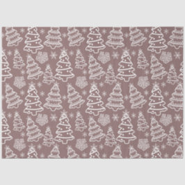 Weihnachtsbäume und Schneeflocken Braun Weihnachte Seidenpapier