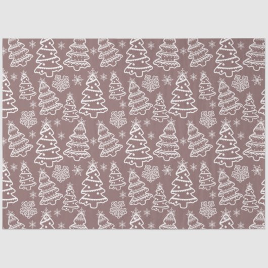 Weihnachtsbäume und Schneeflocken Braun Weihnachte Seidenpapier (Vorderseite)