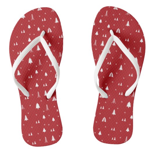 Weihnachtsbäume und Schneeflocken Flip Flops Badesandalen (Fußbett)