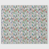 Weihnachtsbäume und Schneeflocken Geschenkpapier (Flach)