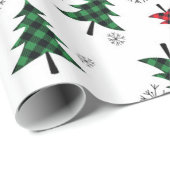 Weihnachtsbäume und Schneeflocken Geschenkpapier (Rolleneckpunkt)