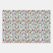 Weihnachtsbäume und Schneeflocken Geschenkpapier Set (Vorderseite)