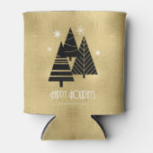 Weihnachtsbäume und Schneeflocken Gold-ID863 Dosenkühler (Vorderseite)
