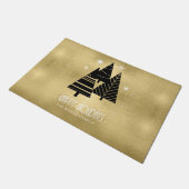 Weihnachtsbäume und Schneeflocken Gold-ID863 Fußmatte (Schrägansicht)