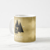Weihnachtsbäume und Schneeflocken Gold-ID863 Kaffeetasse (Vorderseite Links)