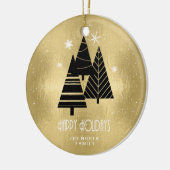 Weihnachtsbäume und Schneeflocken Gold-ID863 Keramik Ornament (Links)