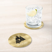 Weihnachtsbäume und Schneeflocken Gold-ID863 Runder Pappuntersetzer (Vor Ort)