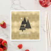 Weihnachtsbäume und Schneeflocken Gold-ID863 Serviette (Beispiel)