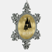 Weihnachtsbäume und Schneeflocken Gold-ID863 Zinn-Ornament (Links)