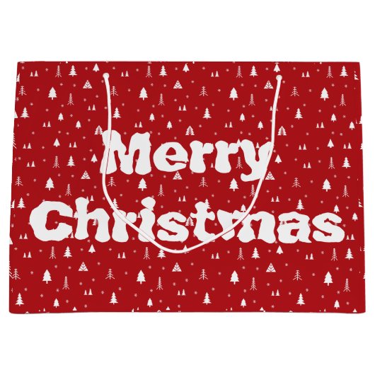 Weihnachtsbäume und Schneeflocken Große Geschenktüte (Vorderseite)