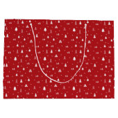 Weihnachtsbäume und Schneeflocken Große Geschenktüte (Rückseite)