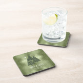 Weihnachtsbäume und Schneeflocken Grün ID863 Getränkeuntersetzer (Rechte Seite)