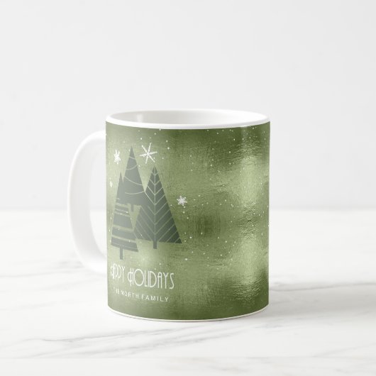 Weihnachtsbäume und Schneeflocken Grün ID863 Kaffeetasse (Vorderseite Links)
