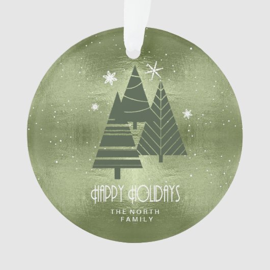 Weihnachtsbäume und Schneeflocken Grün ID863 Ornament (Vorderseite)