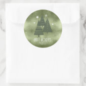 Weihnachtsbäume und Schneeflocken Grün ID863 Runder Aufkleber (Tasche)