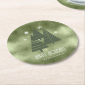 Weihnachtsbäume und Schneeflocken Grün ID863 Runder Pappuntersetzer (Angewinkelt)