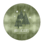 Weihnachtsbäume und Schneeflocken Grün ID863 Schneidebrett (Vorderseite)