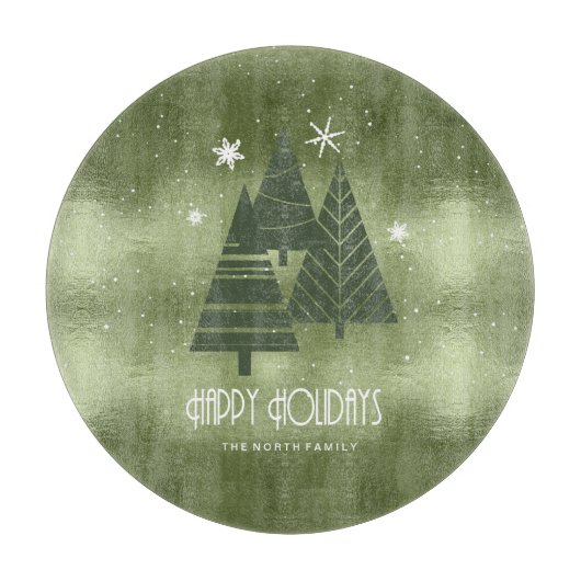 Weihnachtsbäume und Schneeflocken Grün ID863 Schneidebrett (Vorderseite)