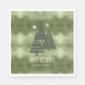 Weihnachtsbäume und Schneeflocken Grün ID863 Serviette (Vorderseite)