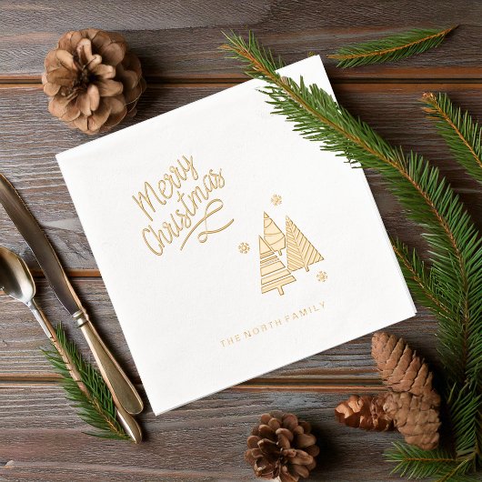 Weihnachtsbäume und Schneeflocken ID863 Servietten Mit Folie