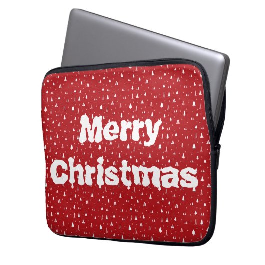 Weihnachtsbäume und Schneeflocken Laptop-Sieb Laptopschutzhülle (Vorderseite Links)
