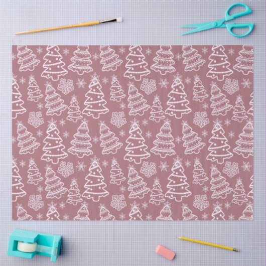 Weihnachtsbäume und Schneeflocken Lila Weihnachten Seidenpapier (Basteln)