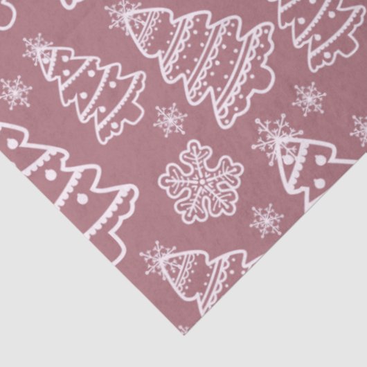 Weihnachtsbäume und Schneeflocken Lila Weihnachten Seidenpapier (Ausschnitt)