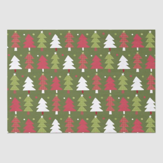 Weihnachtsbäume und Schneeflocken mit grünem Hinte Seidenpapier (Vorderseite)