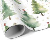 Weihnachtsbäume und Schneeflocken Moderne Weihnach Geschenkpapier (Rolleneckpunkt)