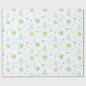 Weihnachtsbäume und Schneeflocken Moderne Weihnach Geschenkpapier (Flach)