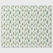 Weihnachtsbäume und Schneeflocken Moderne Weihnach Geschenkpapier (Flach)