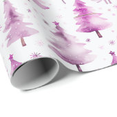 Weihnachtsbäume und Schneeflocken Moderne Weihnach Geschenkpapier (Rolleneckpunkt)