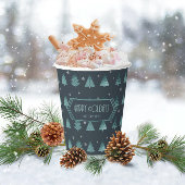 Weihnachtsbäume und Schneeflocken Muster Aquamarin Pappbecher
