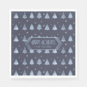 Weihnachtsbäume und Schneeflocken Muster Blue ID86 Serviette (Vorderseite)