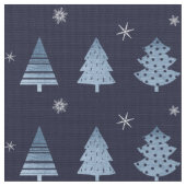 Weihnachtsbäume und Schneeflocken Muster Blue ID86 Stoff (Nahaufnahme)