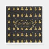 Weihnachtsbäume und Schneeflocken Muster Gold ID86 Serviette (Vorderseite)