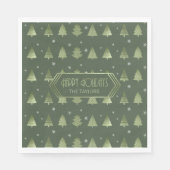 Weihnachtsbäume und Schneeflocken Muster Green ID8 Serviette (Vorderseite)