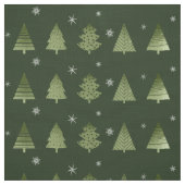 Weihnachtsbäume und Schneeflocken Muster Green ID8 Stoff (Muster)