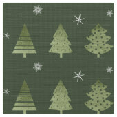 Weihnachtsbäume und Schneeflocken Muster Green ID8 Stoff (Nahaufnahme)