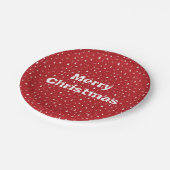 Weihnachtsbäume und Schneeflocken Papier Teller (Schrägansicht)