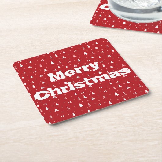 Weihnachtsbäume und Schneeflocken Papier Untersetz Rechteckiger Pappuntersetzer (angewinkelt)