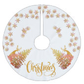 Weihnachtsbäume und Schneeflocken Polyester Weihnachtsbaumdecke (Vorderseite)