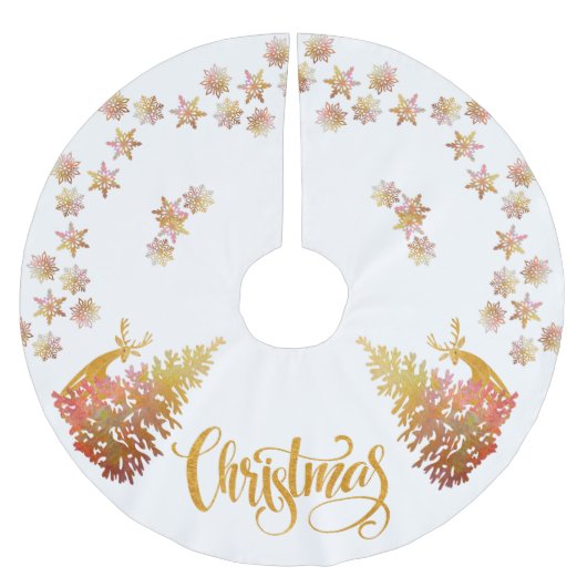 Weihnachtsbäume und Schneeflocken Polyester Weihnachtsbaumdecke (Vorderseite)