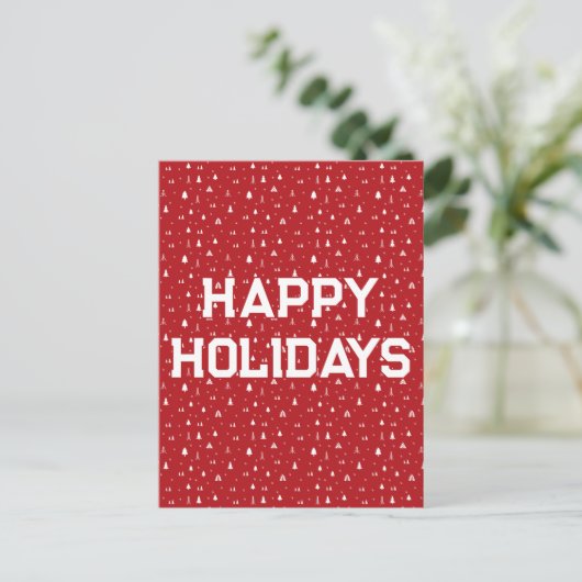 Weihnachtsbäume und Schneeflocken Postkarte (Stehend Vorderseite)