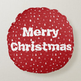 Weihnachtsbäume und Schneeflocken Rund Kissen