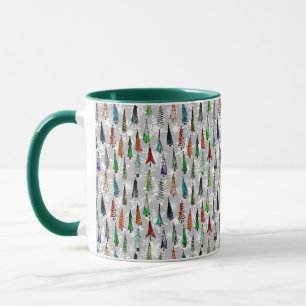 Weihnachtsbäume und Schneeflocken Tasse
