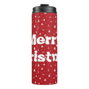 Weihnachtsbäume und Schneeflocken Thermal Tumbler Thermosbecher