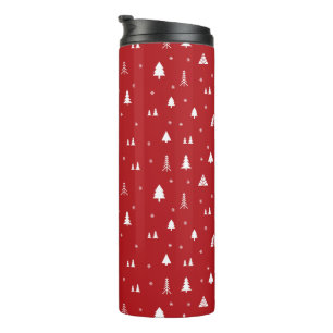 Weihnachtsbäume und Schneeflocken Thermal Tumbler Thermosbecher